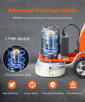 10 Inch Electric Concrete Floor Grinder Walk Behind Polisher With 1.7HP Brushless Copper Motor 1300W 1720 RPM for smooth floor prep