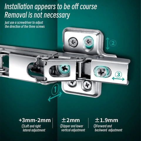 Installation guide for Hidden Soft Close Cabinet Hinges Crafted From Solid Nickel Plated Steel For Frameless Full Overlay Doors.