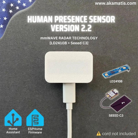 Human Presence Sensor V2.2 For Home Assistant With MmWave Radar Motion Detection, Adjustable Sensitivity, Sensor Only White
