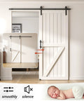 Heavy Duty Sliding Barn Door Hardware Kit With Floor Guide And Pull Handle Set And 5ft Track Kit For 36 To 40 Inch Wide Single Door