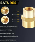 Brass pipe fitting features, 12 Pack Brass Pipe Fittings 3/8 In Female NPT To 1/4 In Female NPT Brass Couplings Hex Head Adapters, smooth threads.