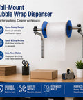 Kick Clutter To The Curb At Your Shipping Station With This Heavy Duty Wall Mount Bubble Wrap Dispenser And Steel Foam Roll Holder in workspace.