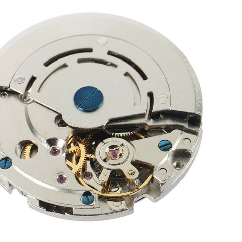 Automatic GMT Watch Movement With Four Hands And 24 Hour Dial Date Disc Replacement for 2813 and 3804 movements, silver metal