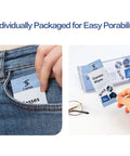"Pre Moistened Lens Wipes You Can Toss In Your Bag 70 Count Pack With Carry Box Defogging Wipes For Glasses Sunglasses Goggles Cameras Phones And Laptop Screens Streak Free Finish" showing packaging and portability.