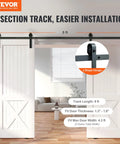 Sliding Barn Door Hardware Kit 8 Ft Heavy Duty Track Kit For Double Doors With Smooth Silent Pulley Supports Up To 330 Lbs