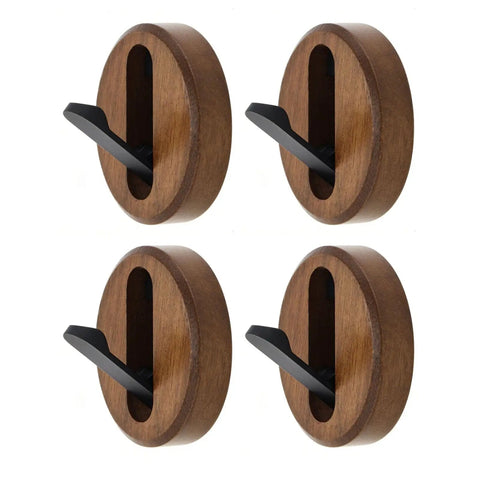 Swanky Black Walnut Wall Mounted Hooks For Folding Storage Game Changer For Small Spaces Modern Wood Coat Hangers For Entryway Bathroom Organization No Brainer Upgrade To Your Home Decor, set of four