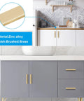 Kitchen cabinets with Brushed Gold Cabinet Handles Set of 2 With 5 Inch Hole Centers Solid Zinc Alloy Drawer Pulls in Brushed Brass Finish