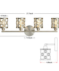 4 Light Bathroom Vanity Light In Brushed Nickel With Cylinder Crystal Shades Modern Wall Lights Over Mirror K9 Crystal Finishes