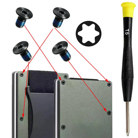 Never Sweat A Rattling Wallet Again Grab These Anti Loosening Ridge Wallet Screws And T5 Torx Driver 14 Piece M2x3mm Metal Kit with screws and driver