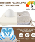 Cross-section of Ultra Plush Dining Chair Cushions Set Of 4 3.5 Inch Thick With Ties Non Slip Backing 15.5 By 15.5 Inches Beige Memory Foam.