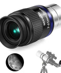 Zoom Telescope Eyepiece 7-21mm Focal Range For Astronomy, 15mm Eye Relief with 40 To 57 Degree Field Of View shown with telescope and moon