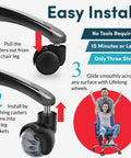 Easy install steps for heavy-duty office chair wheels