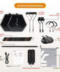 Portable Cable Strength Trainer With Three Resistance Modes And Fan Cooled Power Pump For Home Or Travel Workouts features multiple accessories and components.