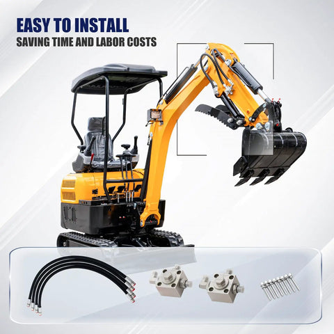 Two Pack 3 Way Hydraulic Diverter Valve Kit For 1 To 2 Ton Mini Excavators With 31 Inch Hoses Quick Connectors Auxiliary Connector
