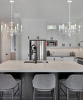 Kitchen with French Country Chandelier 6 Light Modern Farmhouse Vibe For Dining Room And Kitchen, Rustic White Metal Candle Style Pendant
