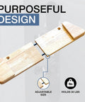 Sturdy Solid Wood Snowboard Rack Wall Mount For Home Or Garage Featuring Adjustable Width And Tight Grip Supports Holding Up To Thirty Pounds Hella Smooth Gear Storage adjustable wood rack detail.