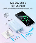 Road Ready 20000 Mah Portable Power Bank With Built In Usb C Port And 30 Watt Quick Charge 12.45 oz, two-way fast charging setup image.