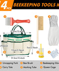 14 Piece Beekeeping Tools Starter Kit with tote, gloves, brush, and tools for daily hive maintenance and honey harvest