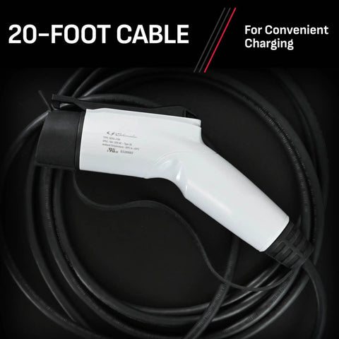 Go-To Portable Level 1 EV Charger For Home And On The Go 12 Amp At 120 Volt NEMA 5 15P Plug Indoor Outdoor Use J1772 Connector 20 Foot Cable SEV1670 Ships Fast, charging plug and 20-foot cable.