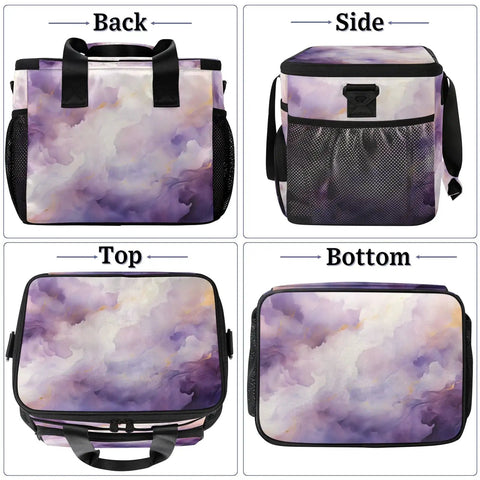 Insulated Picnic Backpack Cooler For All Day Grab N Go Adventures, gradient color, 12x8.7x10in, front, side, top, bottom views