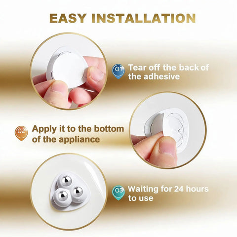 Heavy Duty Self Adhesive Appliance Sliders 16 Pack Quick Grip Furniture Protectors For Kitchens Easy Glide installation process