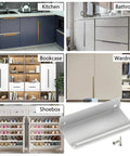 Back Mount Finger Edge Pulls 80mm Aluminum Concealed Tab Handles for cabinets, doors, drawers in kitchen, bathroom, wardrobe, bookcase, shoebox