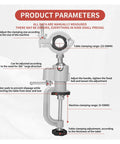 Detailed view of No Hassle 360 Degree Swivel Tool Holder Bracket And Table Vise Stand adjustment features with clamping range information.