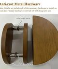 Natural Wood Round Door Handle Set Solid Push Pull Handles Double Sided For Inside And Outside Use Complete Mounting Accessories Included