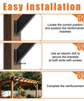 Installation steps for Heavy Duty 45 Degree Angle Corner Brackets For Wood Structures And Outdoor Projects With Rust Resistant Carbon Steel Black Powder Coat Ideal For Gazebos Treehouses Cabins And Patios DIY Kit Two Pieces