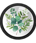 Set of 4 Sage Green Eucalyptus Leaves Drawer Knobs in Black Finish for Kitchen Cabinets and Bathrooms, 35mm glass pull