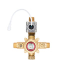Shower Valve Trim Kit With LED Temperature Display Tru Temp Pressure Balance Rough In Valve Square Design Half Inch NPT Polished Chrome Finish Easy Install And Durable Brass Body