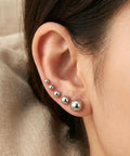 15 Pairs Ball Stud Earrings Set 2mm To 6mm Stainless Steel Hypoallergenic Nickel Free Simple Everyday Studs For Women Great Gift Idea Multisize Earring Set With Silver Finish on ear
