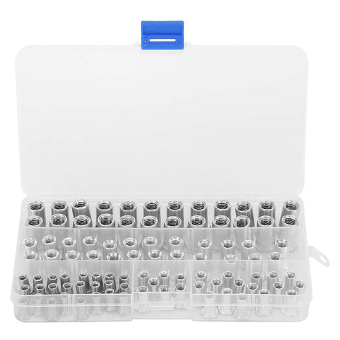 Solid Rivet Nut Tool Kit With 100 Pcs Aluminum Flat Threaded Inserts M4 M5 M6 M8 For Fast Repairs And Tough DIY Projects, open case