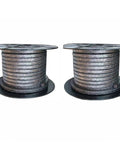 Two spools of graphite braided compression packing (graphitized), 0.98-inch diameter, 23 ft per roll, 2 rolls.