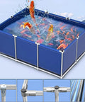 Waterproof Canvas Fish Pond Tank For Outdoor Storage with sturdy frame, showing structure details and water habitat.
