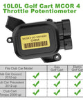 MCOR 4 Conversion Throttle Potentiometer For Club Car Precedent Carryall Tempo Onward 2012 Up Golf Carts Upgrade Replaces OEM 105116301 103850401 And Compatible MCOR 3 Includes AM293101 AM293001 shown with fit compatibility chart.