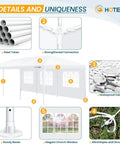 Outdoor 10x30 Ft Party Tent Canopy With 8 Removable Sidewalls, 2 Zipper Doors, steel tubes, connectors, waterproof fabric