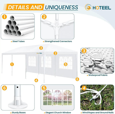 Outdoor 10x30 Ft Party Tent Canopy With 8 Removable Sidewalls, 2 Zipper Doors, steel tubes, connectors, waterproof fabric