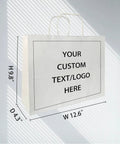 Logo Ready Printed Kraft Paper Bags 100 Pack With Handles 12.6 X 4.3 X 9.8 Inches Brown Gift Bags For Branding Your Biz