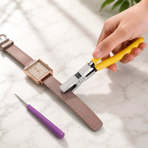 Using Two Pack 2mm Hole Punch Leather Pliers Set For Shoes Straps Watch Bands Craft DIY Fabric Small Round Holes Tool Compact 5.5 Inch Design