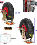 Heavy Duty Caster Wheels With Top Plate Swivel For Carts And Workbenches, Rubber Tread Rolling Casters, 8 and 10 inch sizes