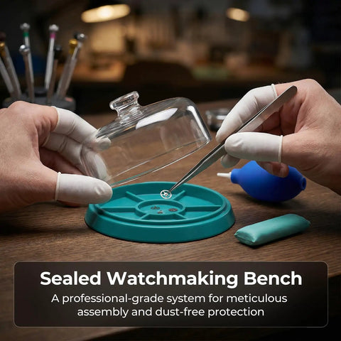 3 In 1 Watch Cleaning Kit with 6 Compartment Tray, dust-free putty and blower for pro repairs, jewelry, craft detailing.