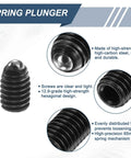 Kickass Grip 10 Pack M4 Thread Ball Plungers High Carbon Steel Hex Socket Spring Loaded Heavy Duty Pro Grade Hardware for Pneumatic Systems and Smooth Lubrication Runs featuring detailed close-up views.