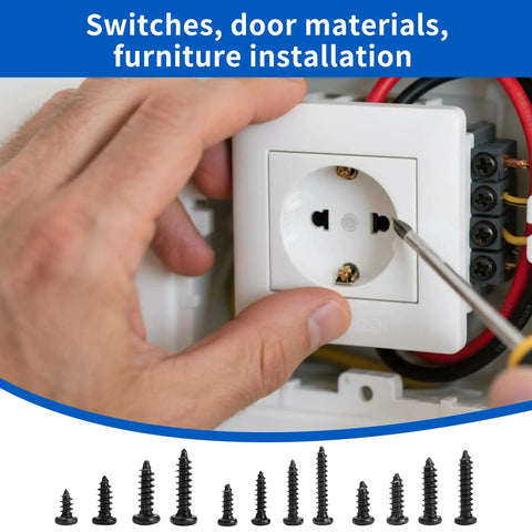 Installing an electrical switch using 1300 Pcs Wood Screws Assortment Kit M2 M2.5 M3 Self Tapping Phillips Pan Head Screws