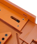 Close-up of the Straight Shooter Door And Window Casing Cutting Guide For Crisp Miter Corners with clamping bar detail.