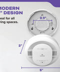 Two Pack Smoke And Carbon Monoxide Detector With 10 Year Battery Power Voice Alerts LED Warning Lights Two In One Smoke And CO Alarm No Battery Changes For A Decade Cost Saving Home Safety Duo, modern 5-inch design, shown disassembled for installation.