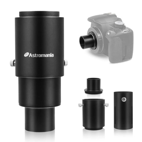 Extendable Telescope Camera Adapter with 1.25 Inch T Adapter for Prime Focus and Eyepiece Projection, Metal Build, with DSLR