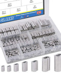 315 Piece Aluminum Crimping Loop Sleeve Ferrule Kit For Wire Rope And Cable Ends With 8 Sizes From M1.2 To M6 in open case