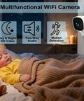 Indoor 2K HD WiFi Security Camera For Home Use With Phone App Two Way Audio Night Vision And 24 7 SD Card Storage Pet Baby Monitor