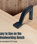 8 Inch Bench Holdfast Clamps for Three-Quarter Inch Bench Dog Holes and MFT Tables on wooden workbench